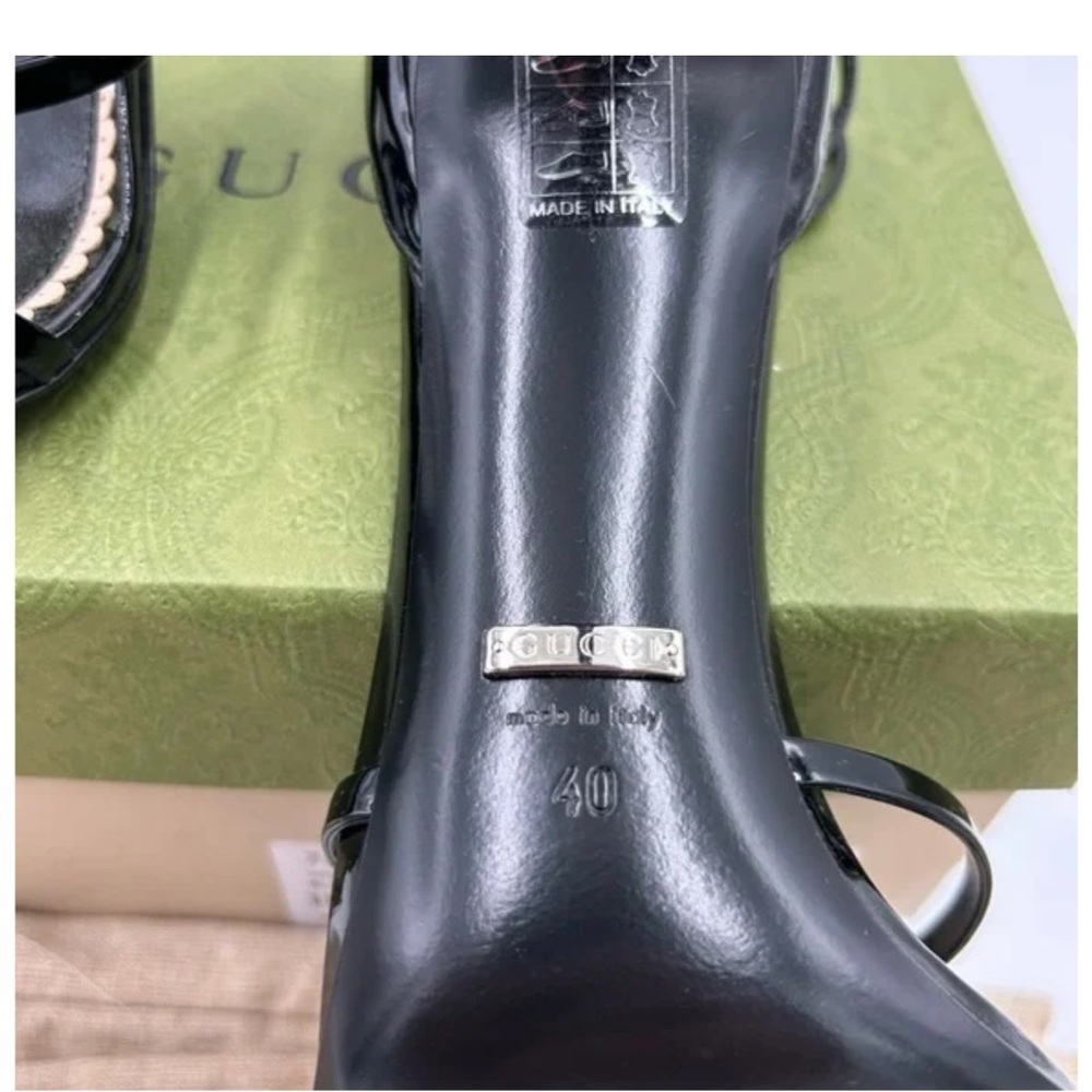 Gucci, patent leather ankle strap, heeled sandals size 40 made in Italy - Picture 5 of 6